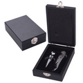 Stainless Steel Wine Opener and Stopper Set with Wood Case